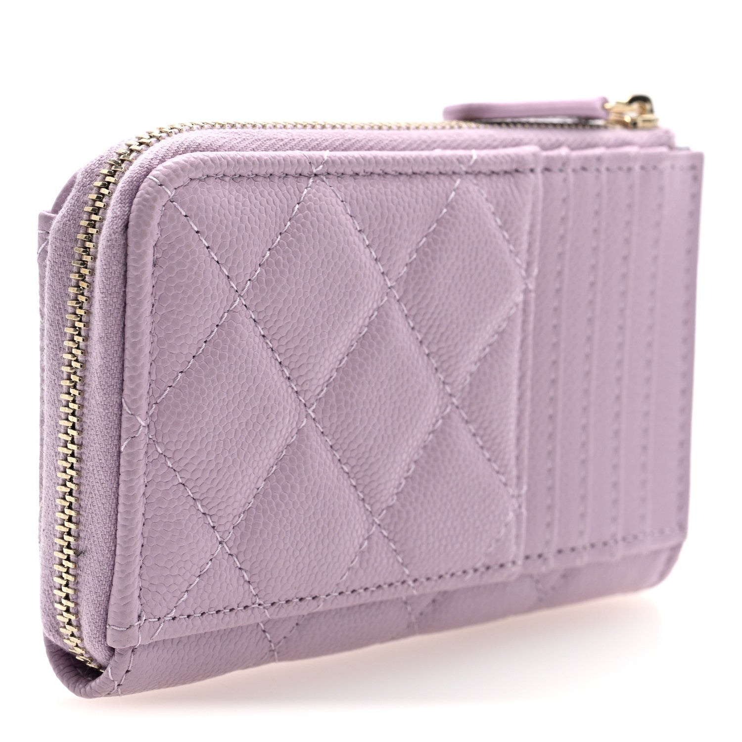Chanel Caviar Quilted CC Zip Around Card Holder Light Pink 3 of 8
