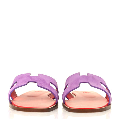 Hermes Suede Goatskin Oran Sandals 39.5 Violet Parme 2 of 9