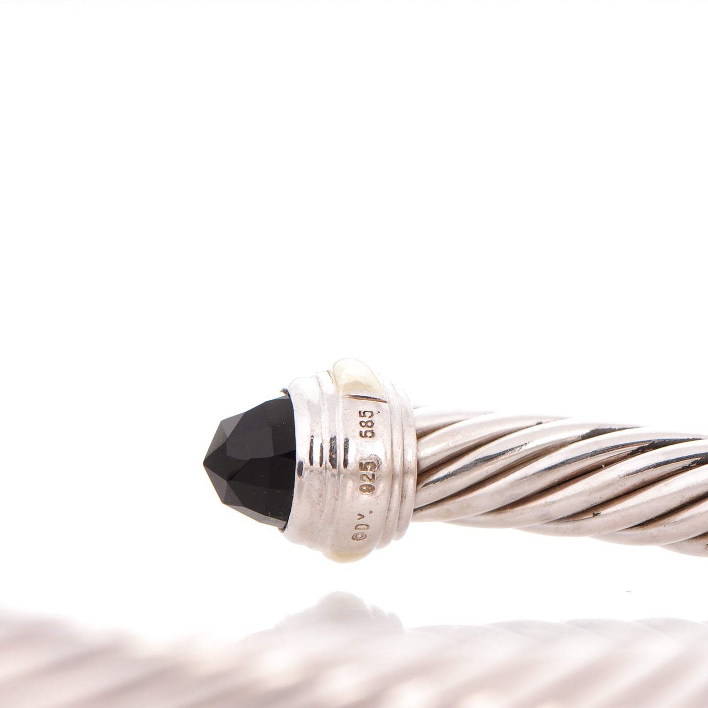 Sterling Silver 14K Yellow Gold Black Onyx 7mm Cable Classics Bracelet