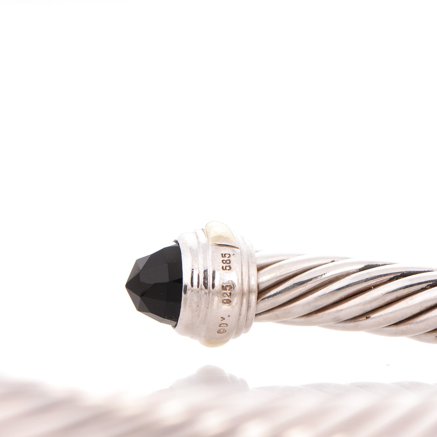 David Yurman Sterling Silver 14K Yellow Gold Black Onyx 7mm Cable Classics Bracelet 4 of 4