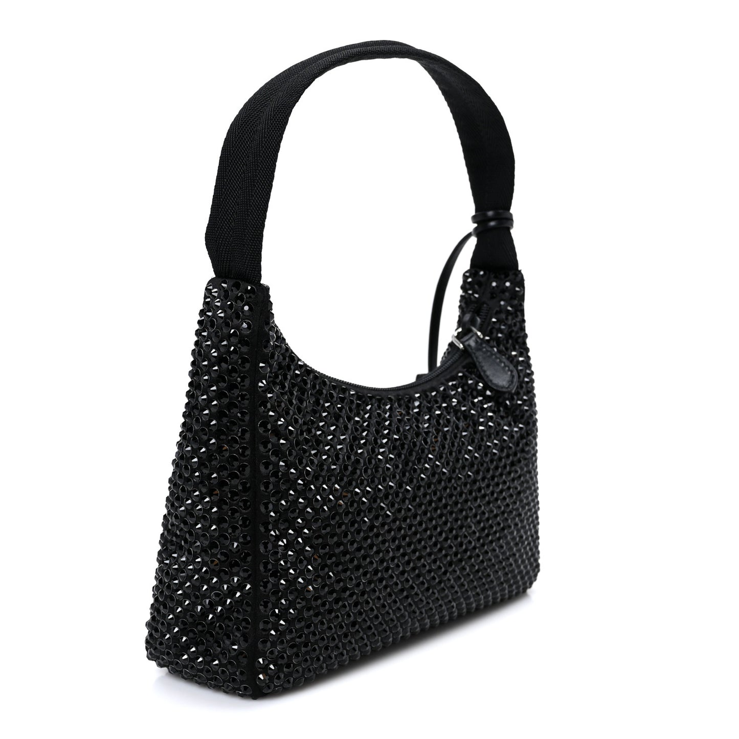 Satin Crystal Mini Re-Edition 2000 Bag Black