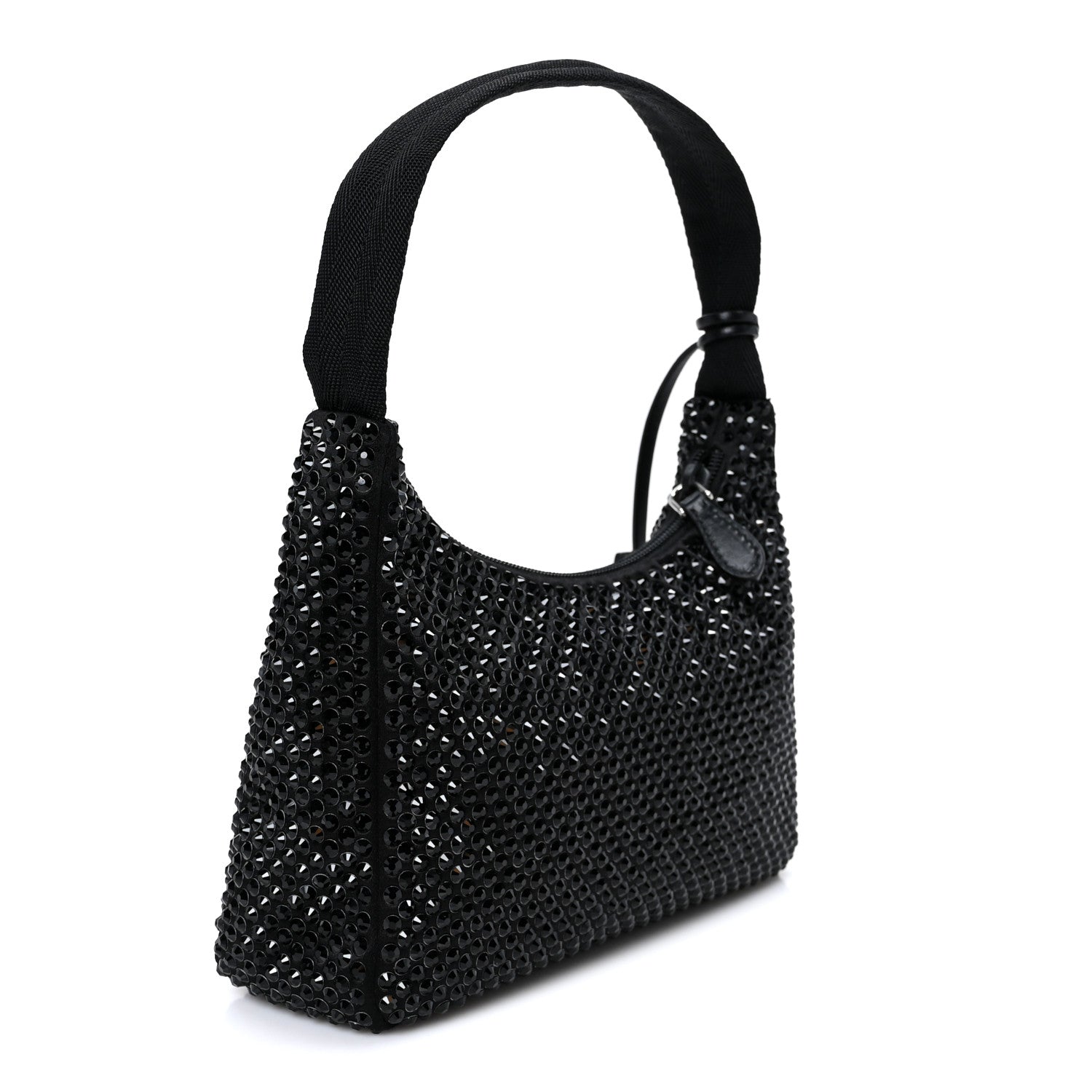 Prada Satin Crystal Mini Re-Edition 2000 Bag Black 2 of 10