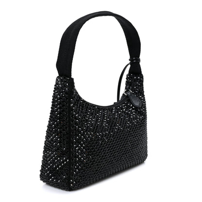 Prada Satin Crystal Mini Re-Edition 2000 Bag Black 2 of 10
