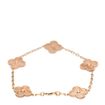 Van Cleef & Arpels 18K Rose Gold 5 Motifs Vintage Alhambra Bracelet 3 of 5