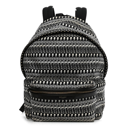 Saint Laurent Nylon City Skeleton Print Backpack Black White 1 of 10