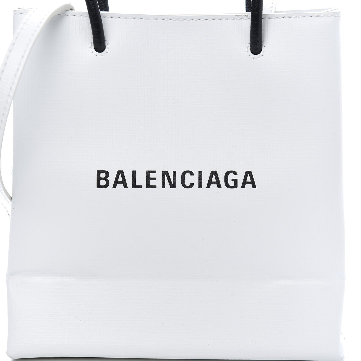 Squared Calfskin Logo North South Shopper Tote XXS White
