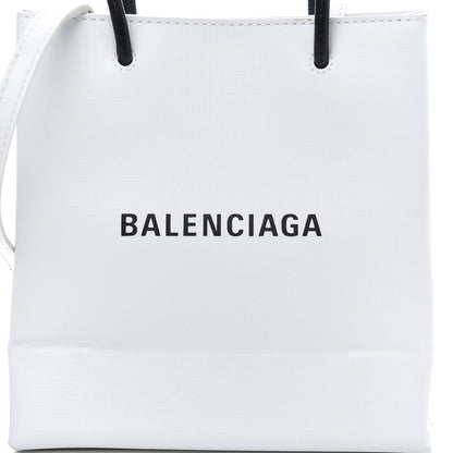 Balenciaga Squared Calfskin Logo North South Shopper Tote XXS White 10 of 12
