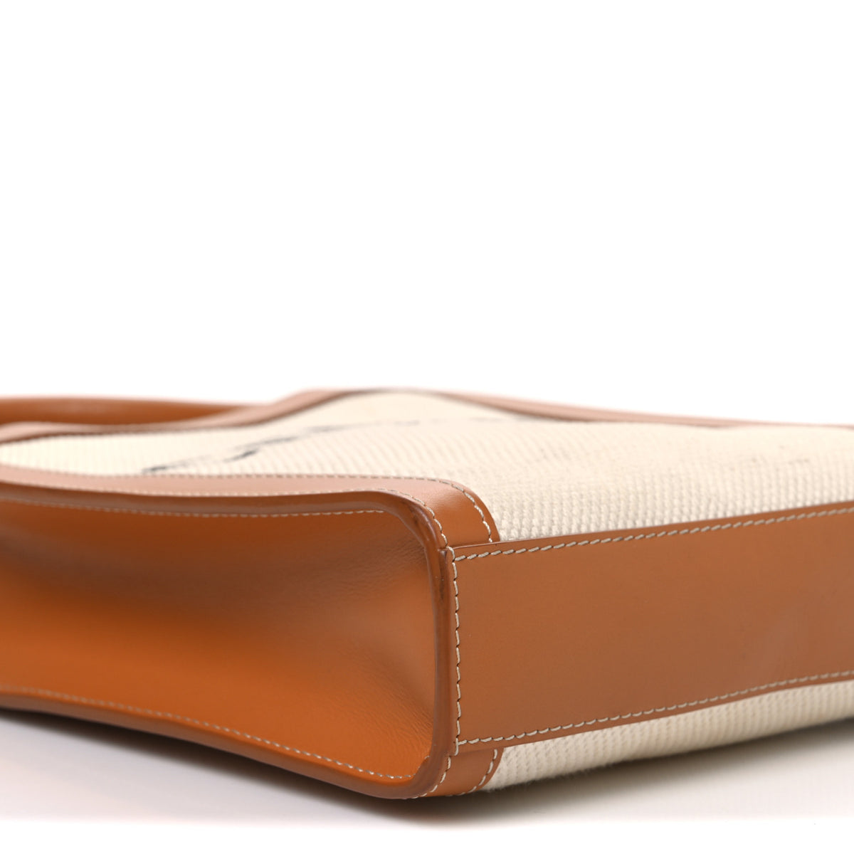 Canvas Calfskin Mini Vertical Cabas Natural Tan