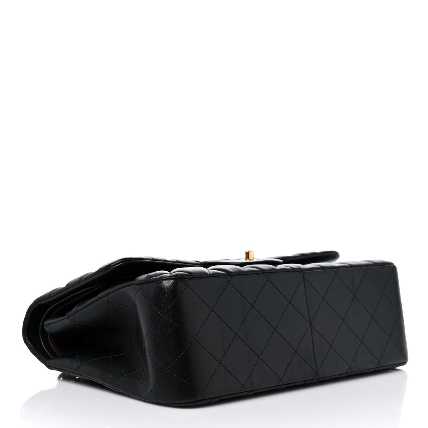 Lambskin Quilted Jumbo Double Flap Black