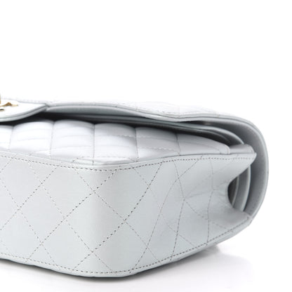 Chanel Iridescent Lambskin Quilted Medium Double Flap Light Blue 11 of 13