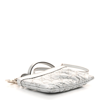 Gucci Metallic Guccissima Small Crossbody Bag Silver 4 of 10