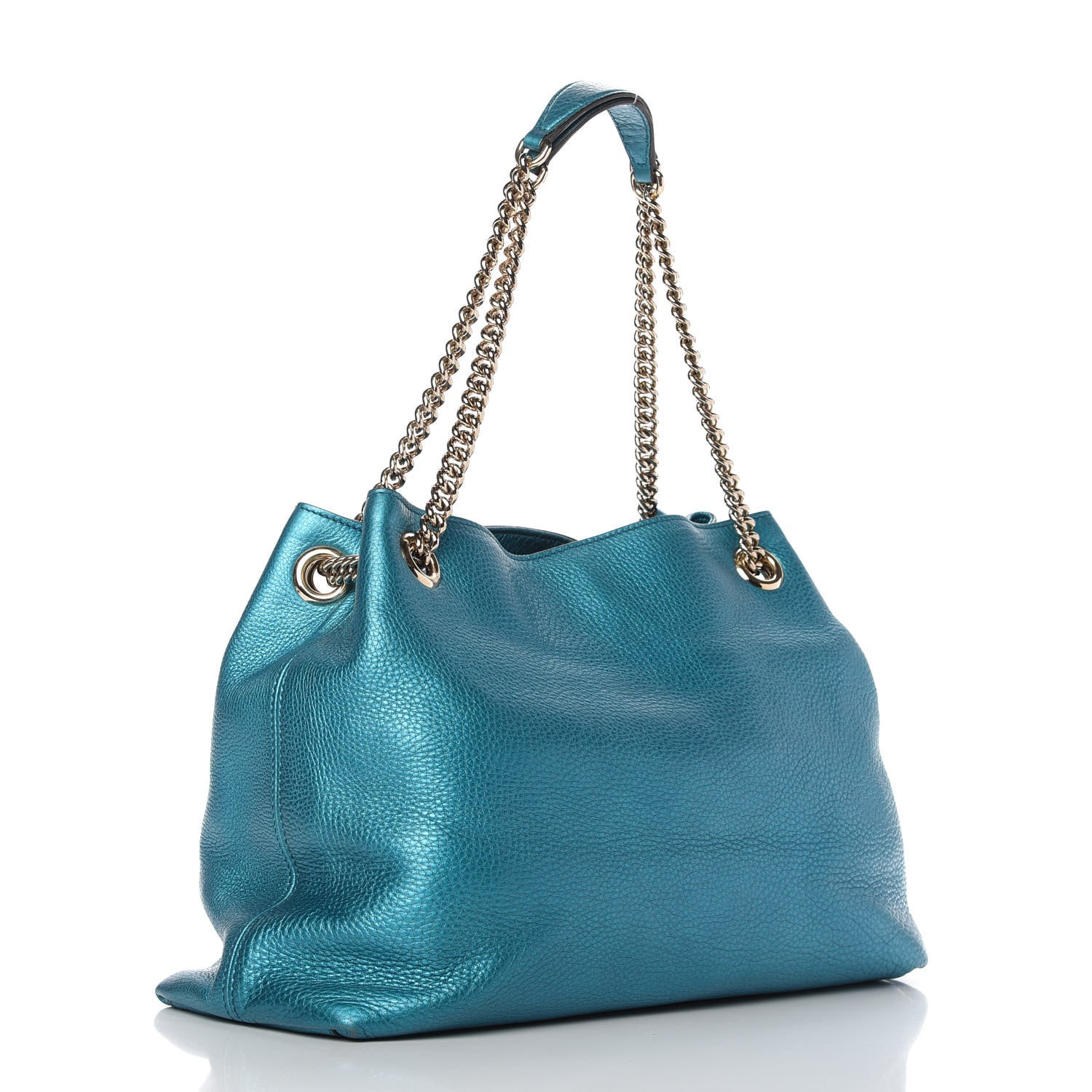 Gucci Metallic Cellarius Calfskin Medium Soho Chain Shoulder Bag Deep Cobalt 3 of 11
