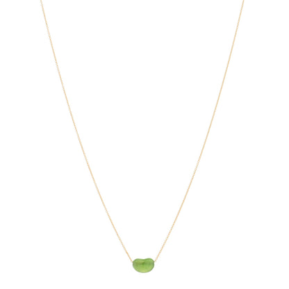 Tiffany 18K Yellow Gold Green Jade 9mm Elsa Peretti Bean Pendant Necklace 1 of 4
