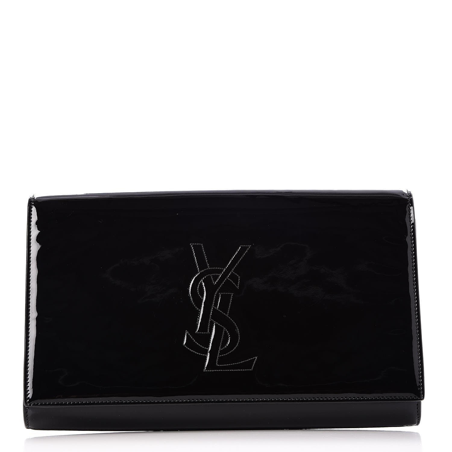 Saint Laurent Patent Monogram Large Belle De Jour Clutch Black 1 of 8