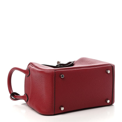 Hermes Taurillon Clemence Mini Lindy 20 Rouge Grenat 4 of 10