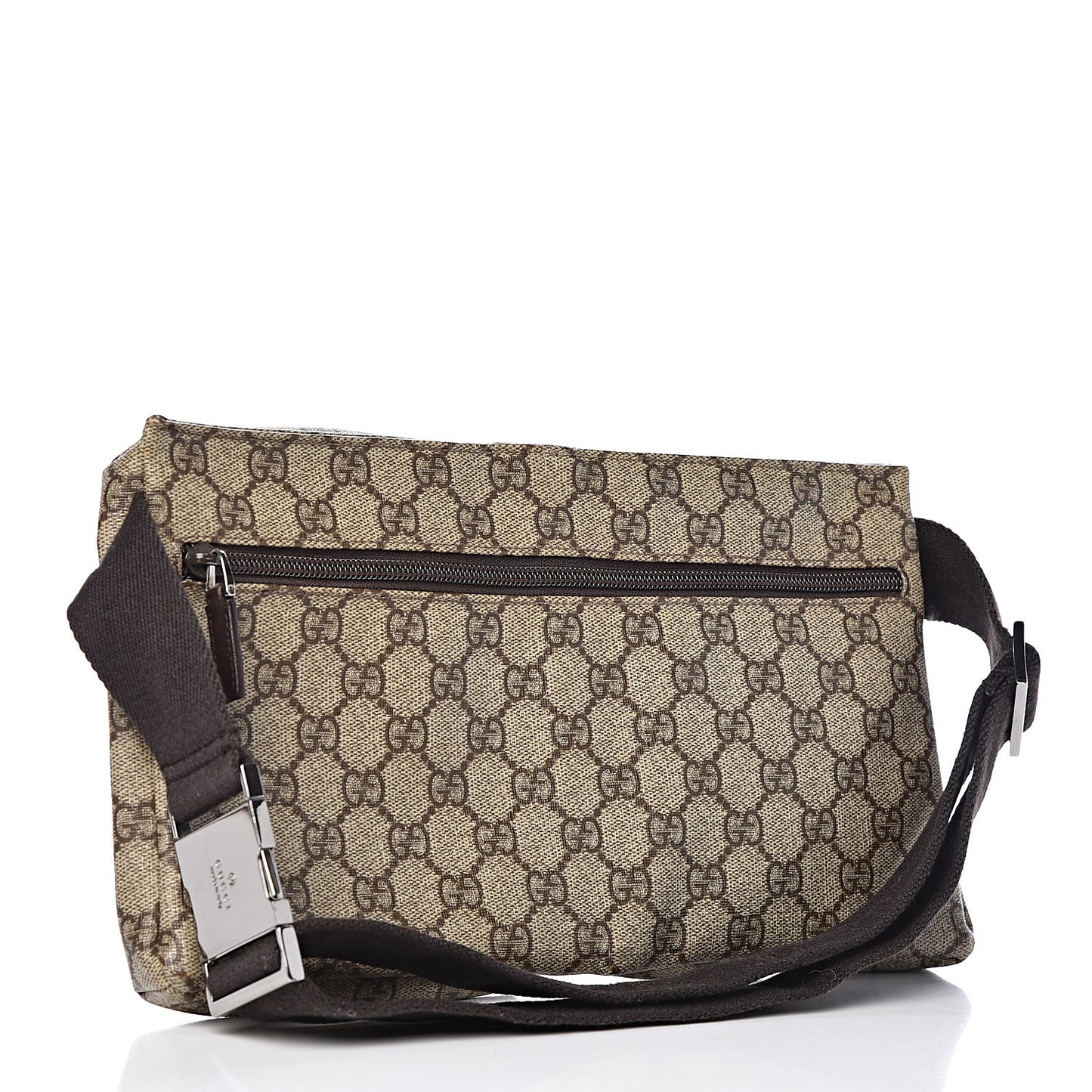 GG Plus Monogram Double Pocket Belt Bag Dark Brown