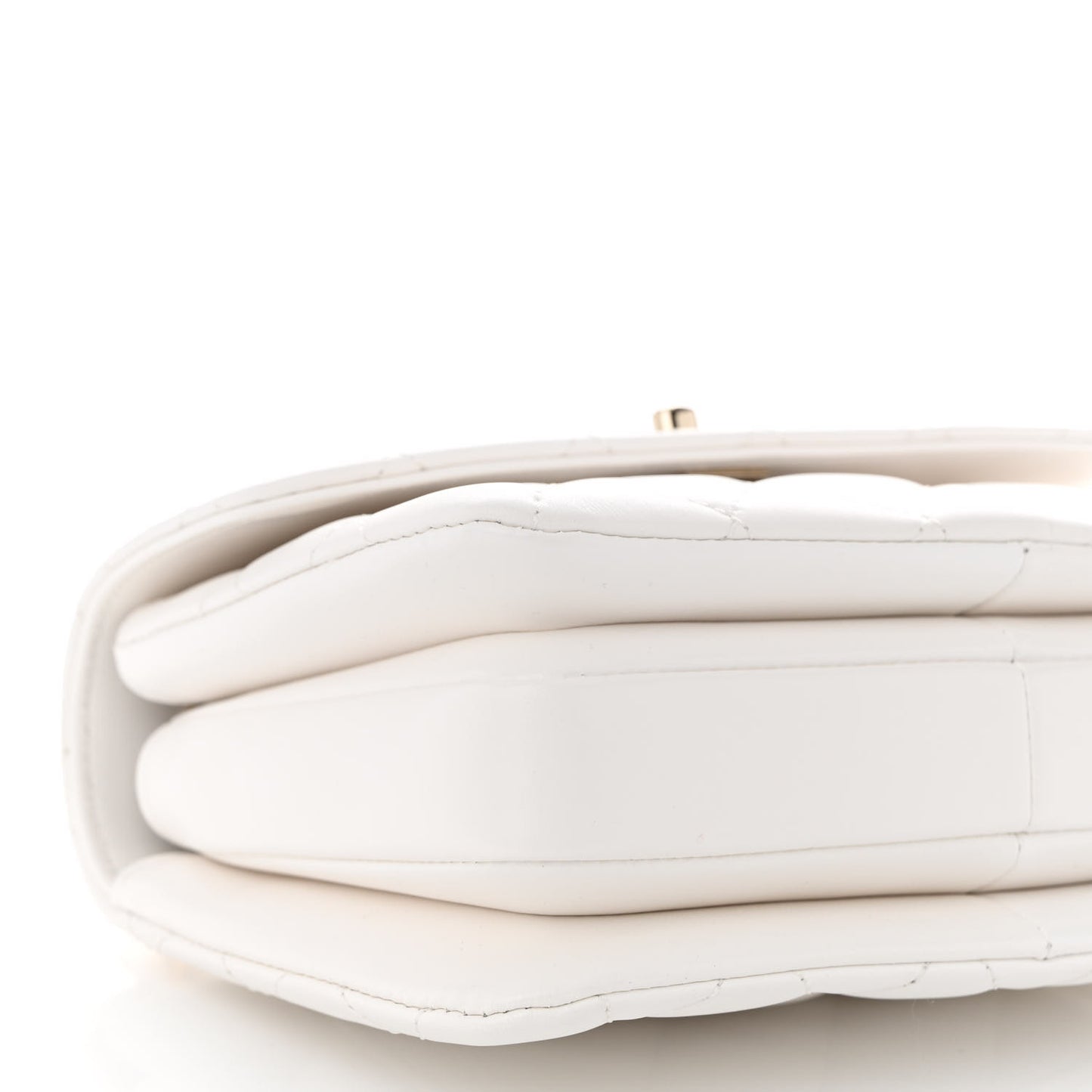 Lambskin Lacquered Quilted Mini Trendy CC Dual Handle Flap Bag White