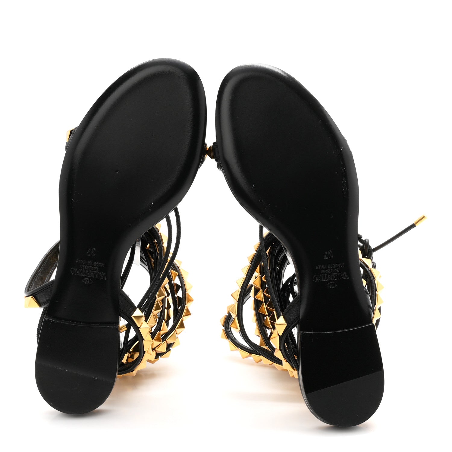Valentino Garavani Calfskin Rockstud No Limit Gladiator Flat Sandals 37 Black 6 of 10