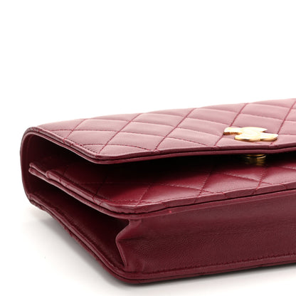 Chanel Lambskin Quilted Pick Me Up Wallet On Chain WOC Burgundy 10 of 12