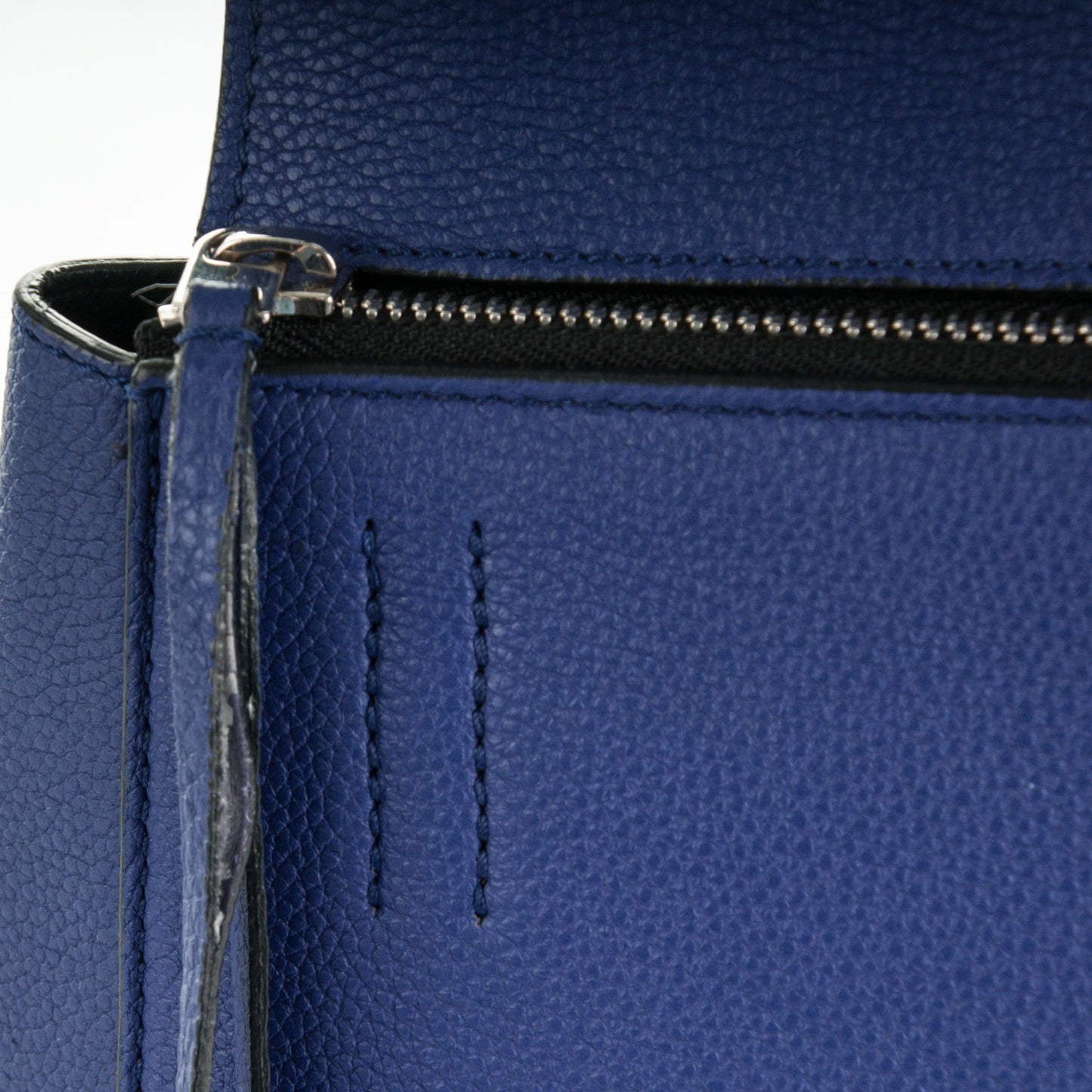 Drummed Calfskin Small Edge Shoulder Bag Indigo