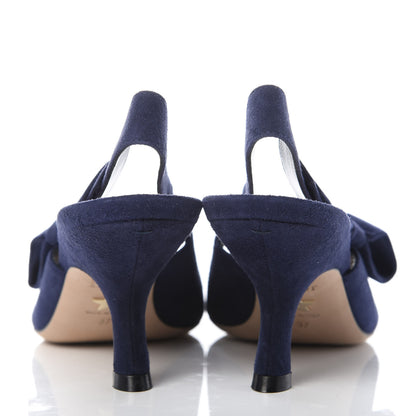 Christian Dior Suede Sweet D Sling-Back Ballet Pumps 37 Indigo 6 of 10