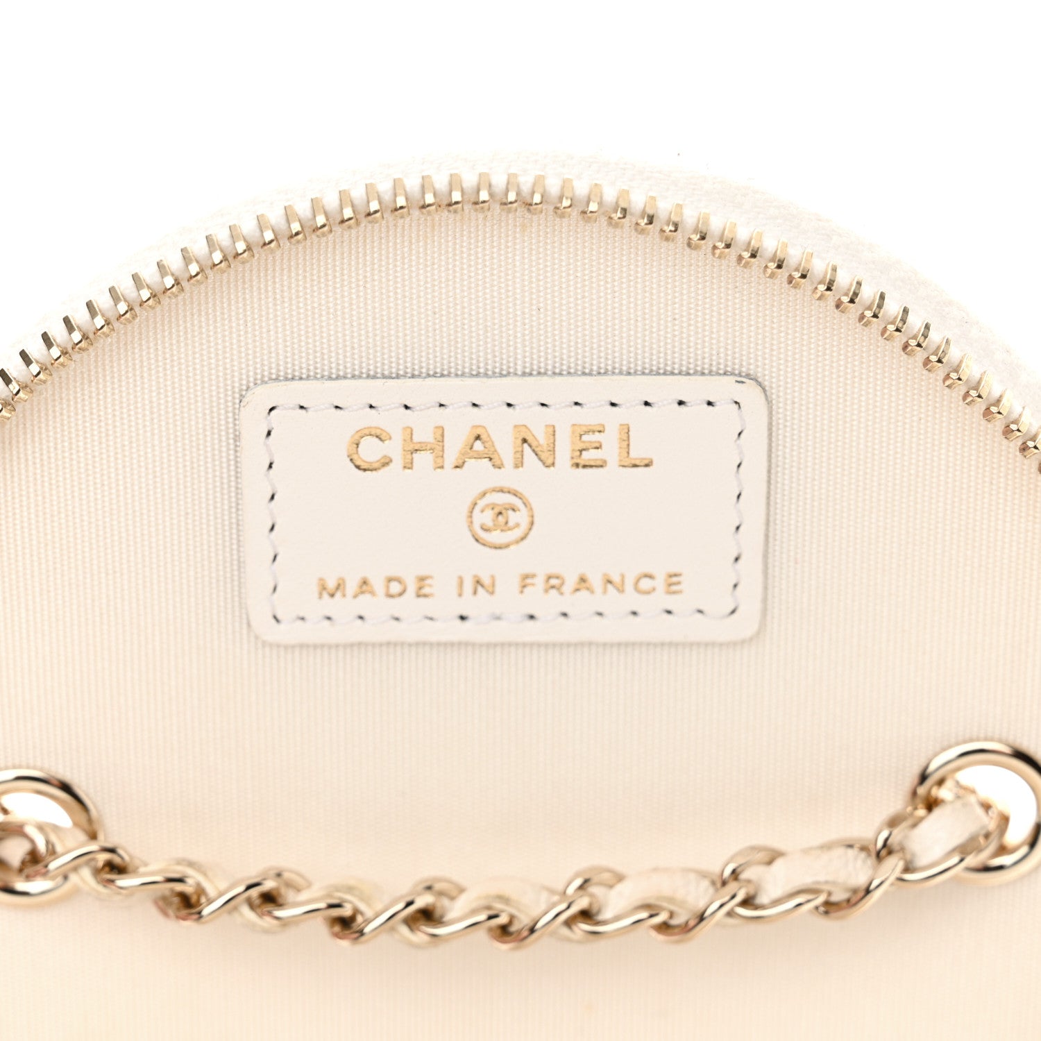 Chanel Lambskin Quilted Round Small Vanity Case With Chain White Black 8 of 12