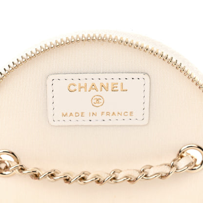 Chanel Lambskin Quilted Round Small Vanity Case With Chain White Black 8 of 12