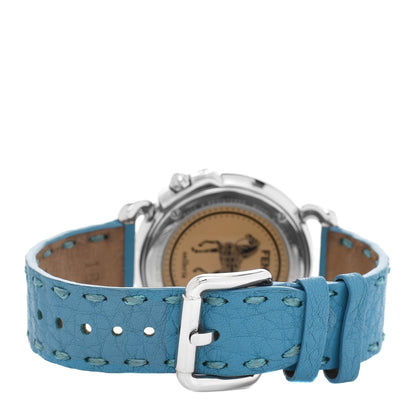 Fendi Stainless Steel Calfskin Diamond Mother of Pearl 37mm Selleria Quartz Watch Blue 3 of 5