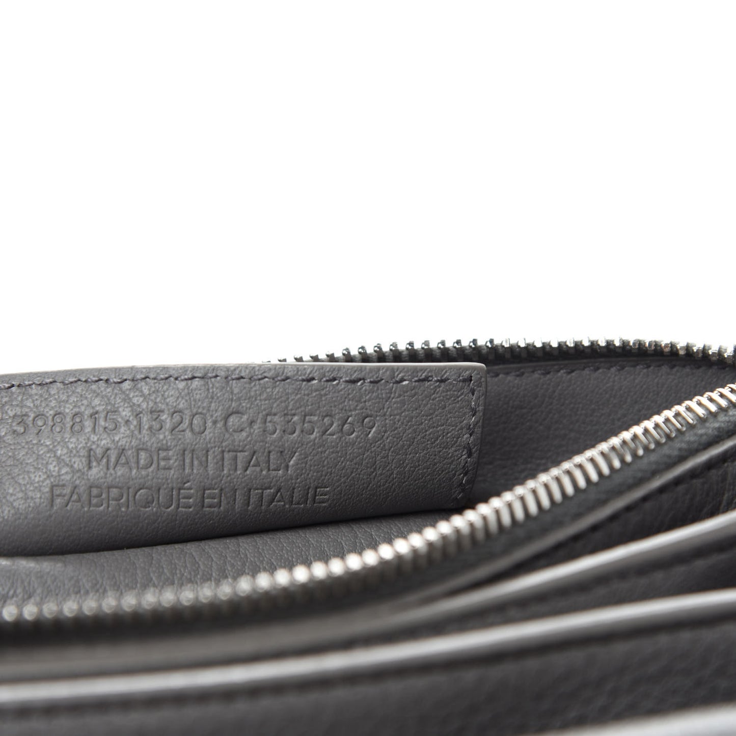 Veau Papier Classic Silver Hardware Triple XS Zip Around Crossbody Gris Acier