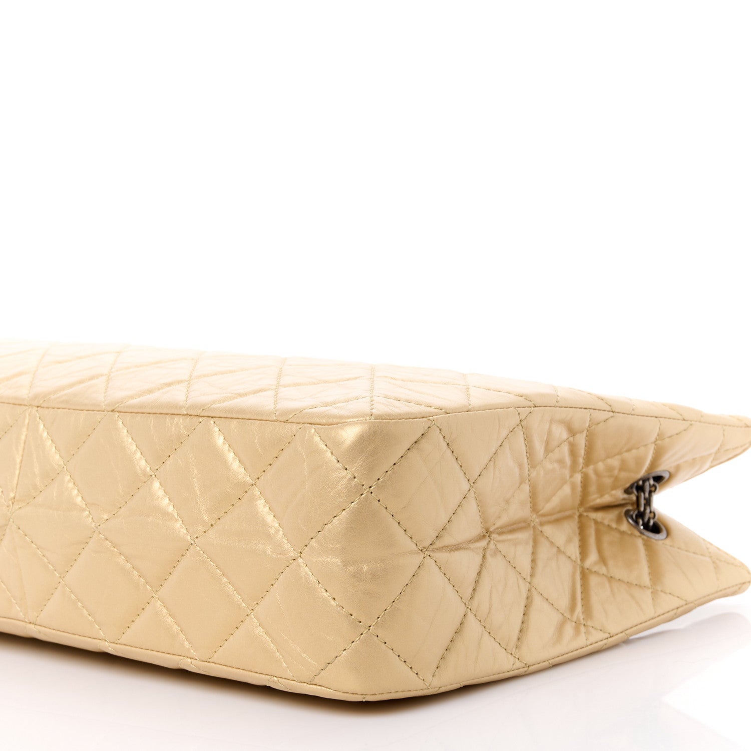 Chanel Metallic Aged Calfskin Quilted Reissue 2.55 Tote Light Gold 11 of 11