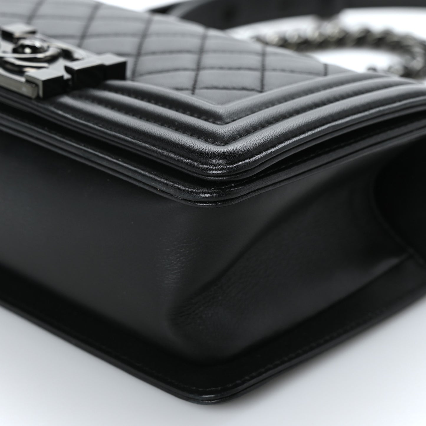 Calfskin Quilted Small Boy Flap So Black