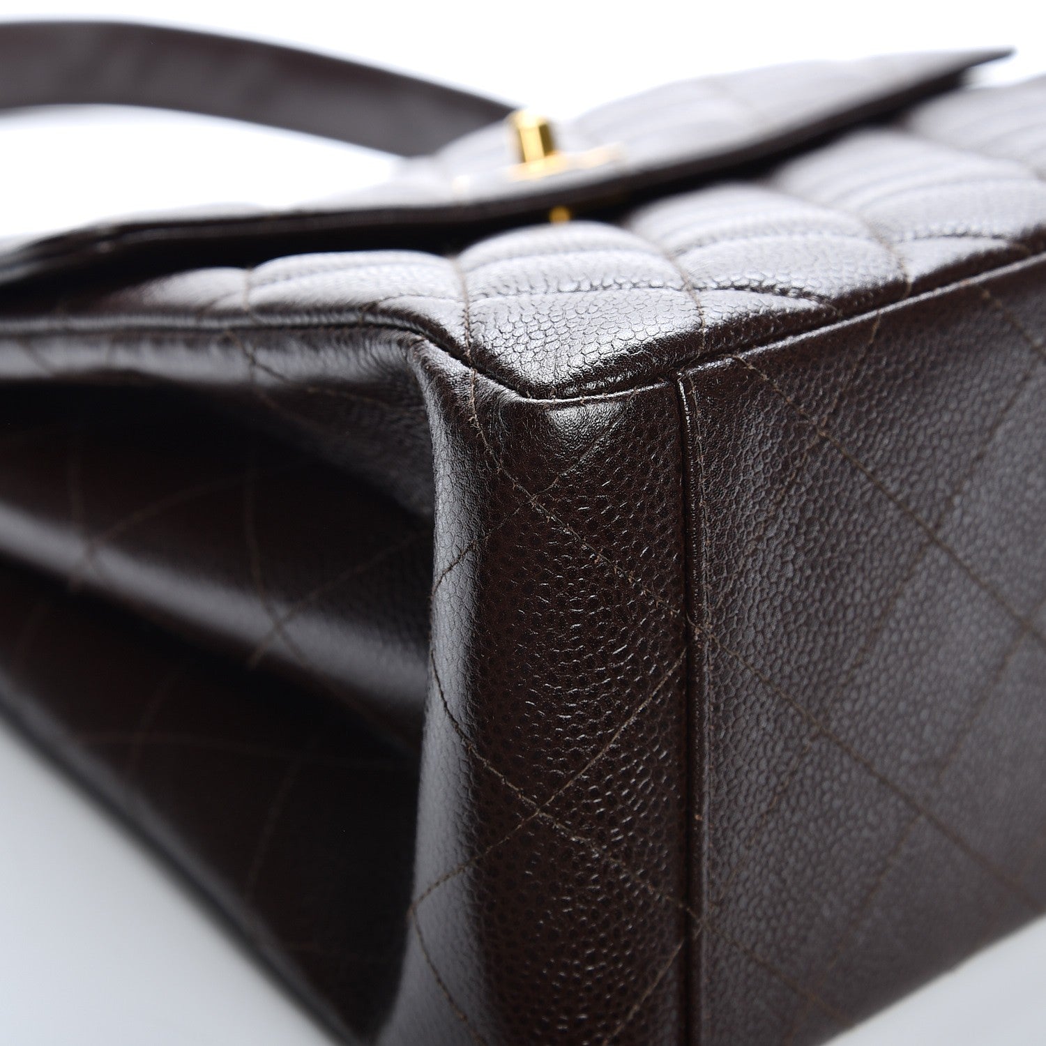 Chanel Caviar Quilted Flap Shoulder Bag Dark Brown 9 of 10
