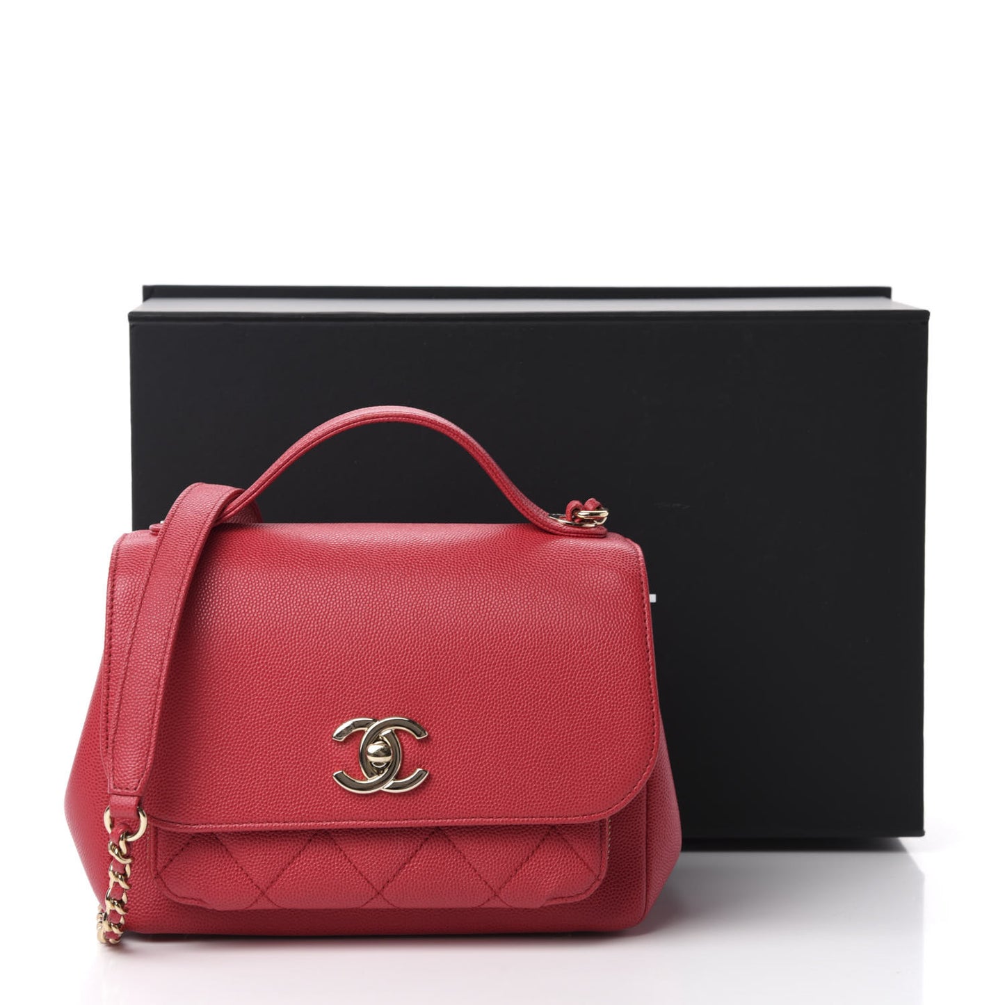 Caviar Quilted Small Business Affinity Flap Red