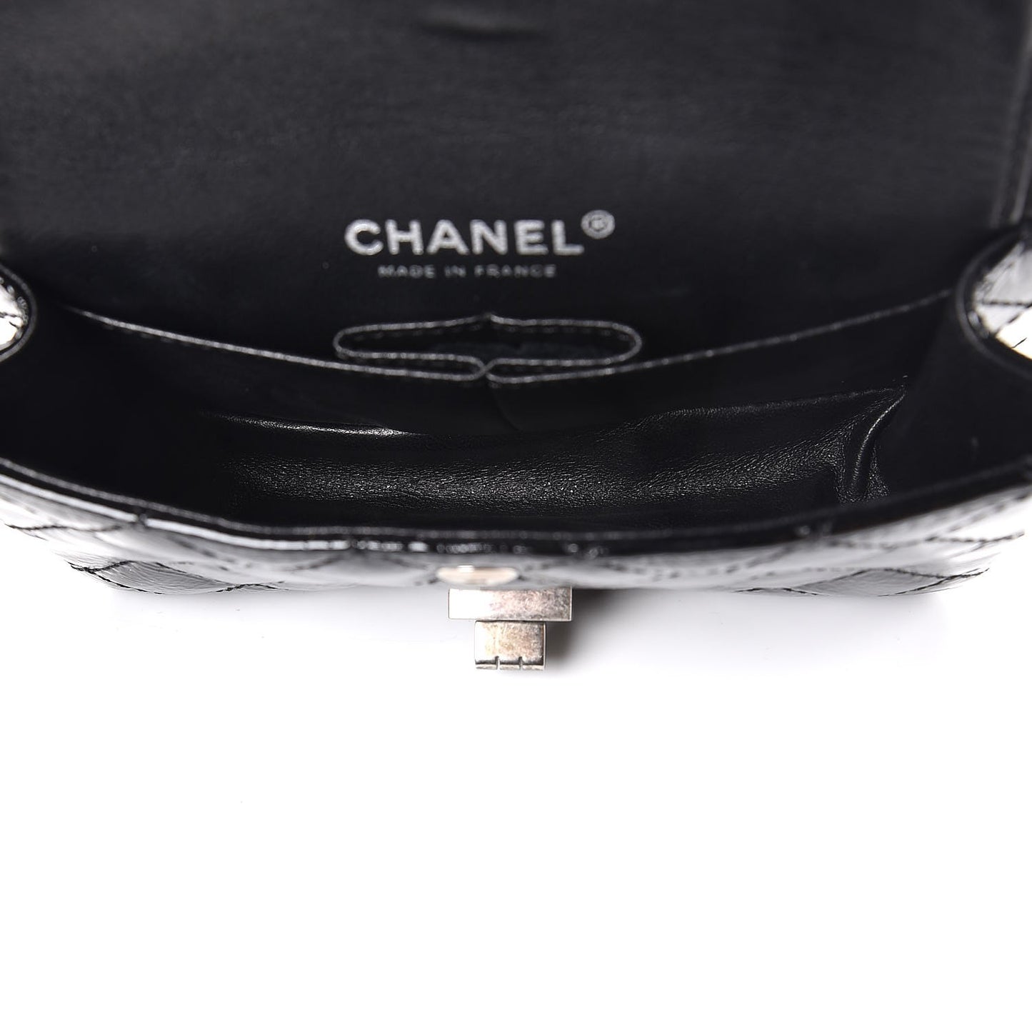 Patent Quilted Reissue Flap Clutch Bag Black
