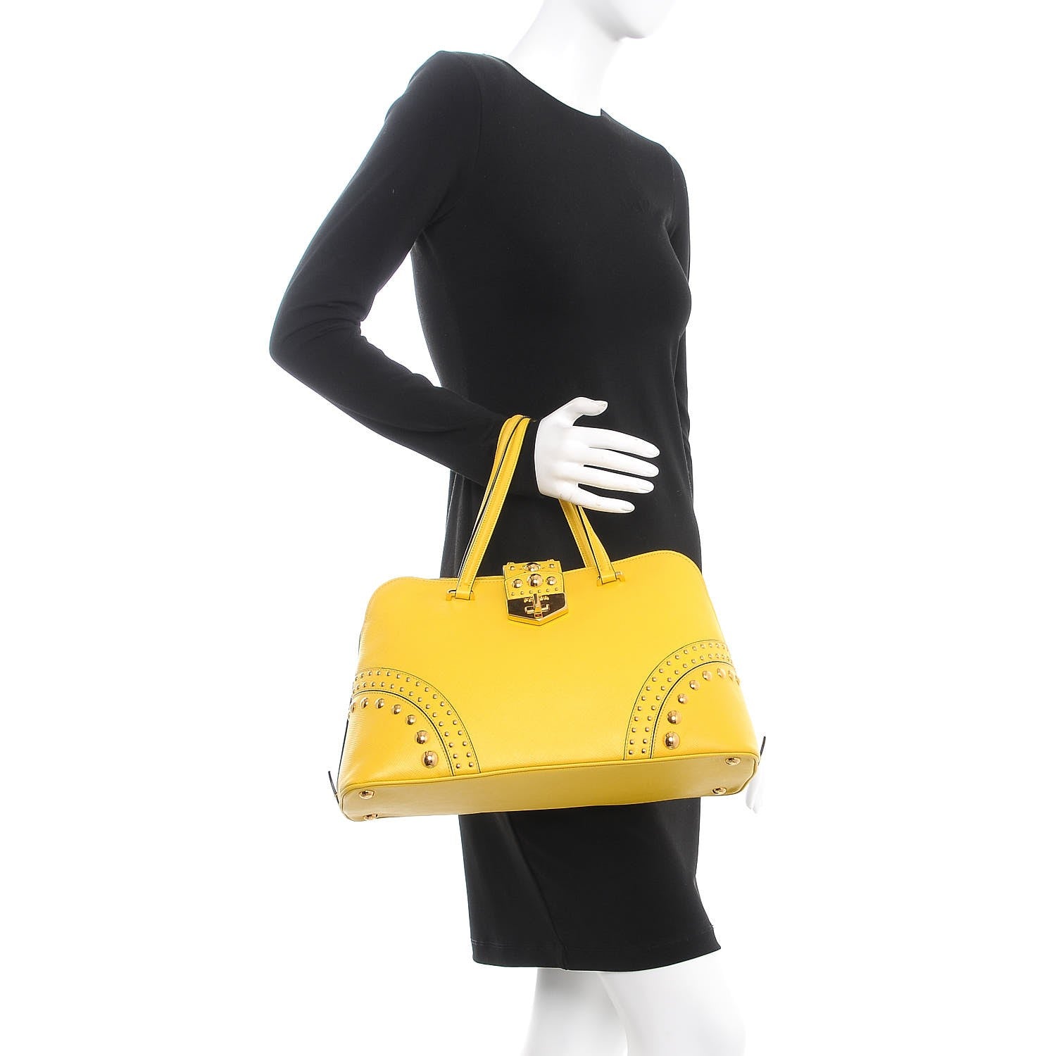 Prada Saffiano Studded Bijou Tote Girasole 3 of 17