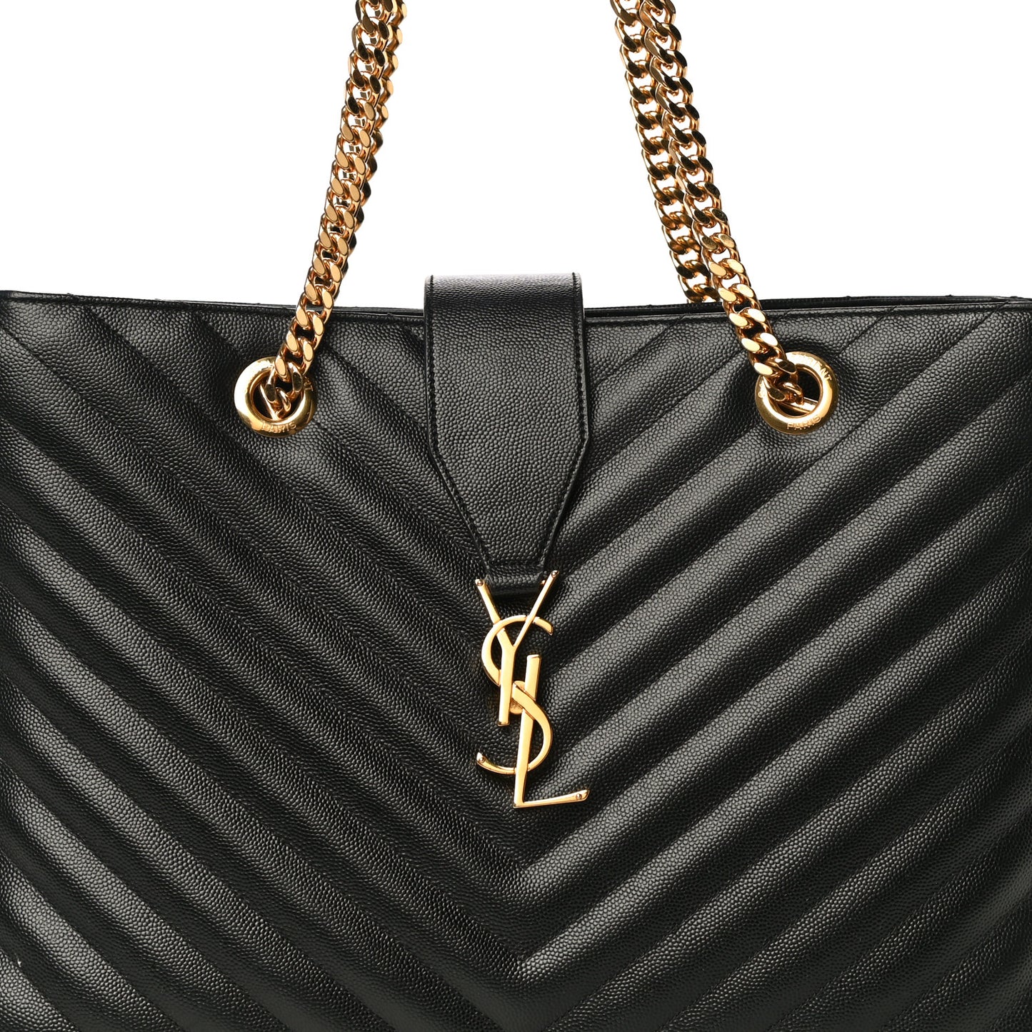Grain De Poudre Matelasse Chevron Monogram Shopping Bag Black