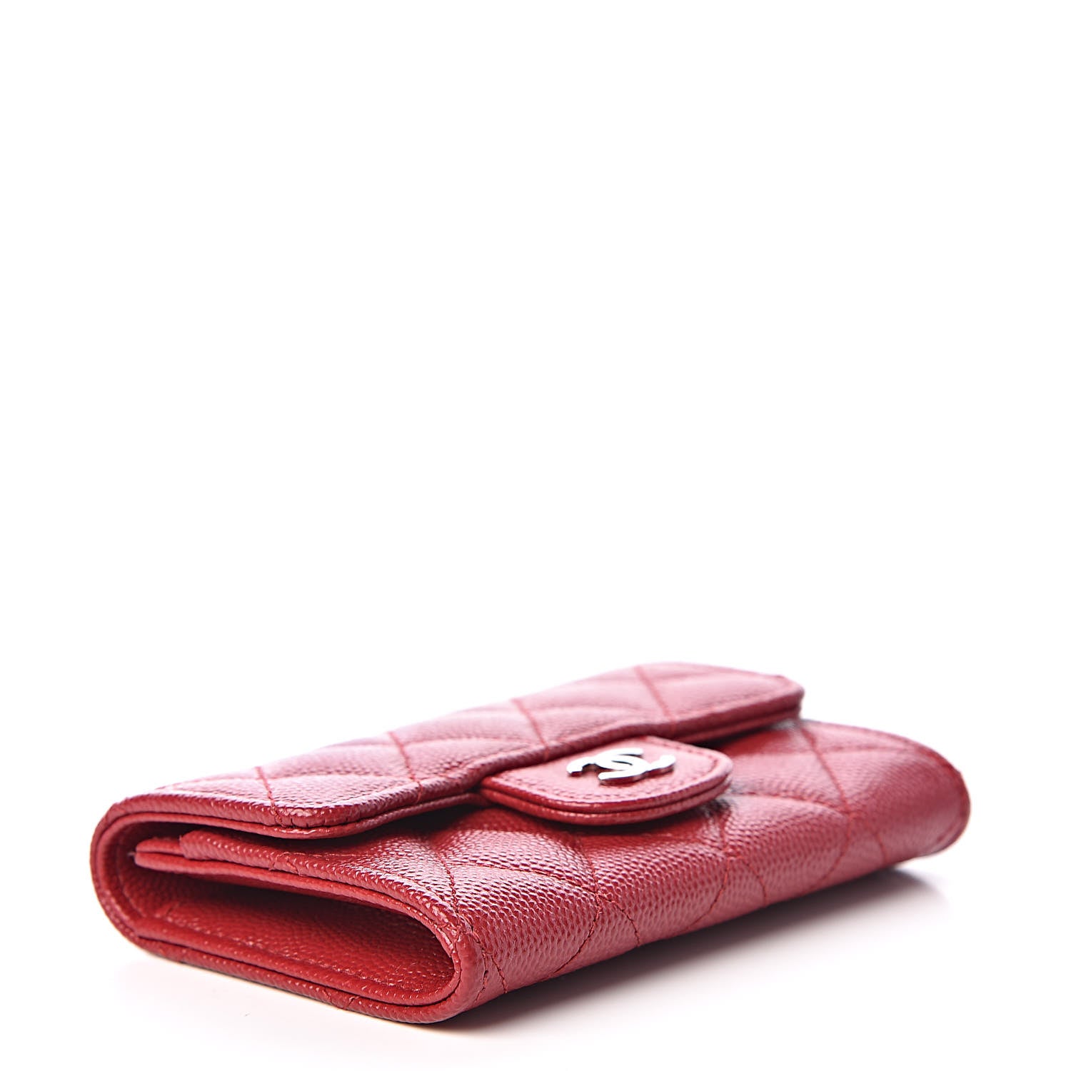 Chanel Caviar Quilted Flap Card Holder Dark Red 4 of 10