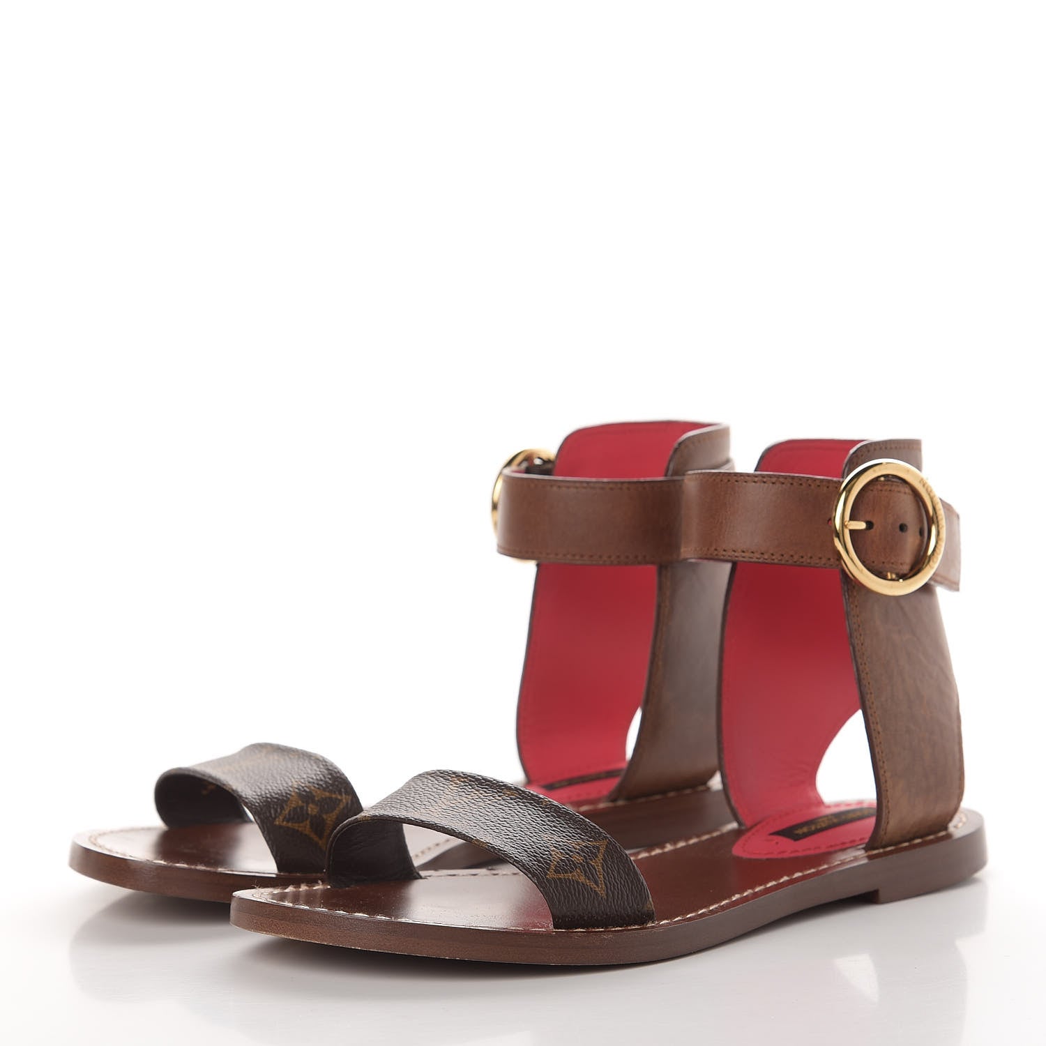 Louis Vuitton Calfskin Monogram Ocean Drive Flat Sandals 36.5 Cognac 3 of 11
