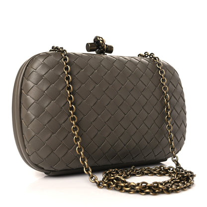 Bottega Veneta Nappa Intrecciato Chain Knot Clutch Steel 4 of 9