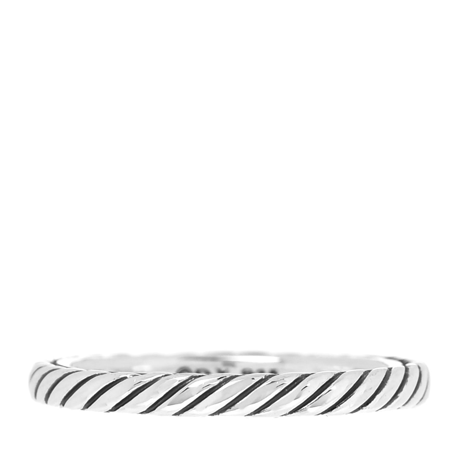 David Yurman Sterling Silver Stackable Cable Ring 56 7.75 1 of 4