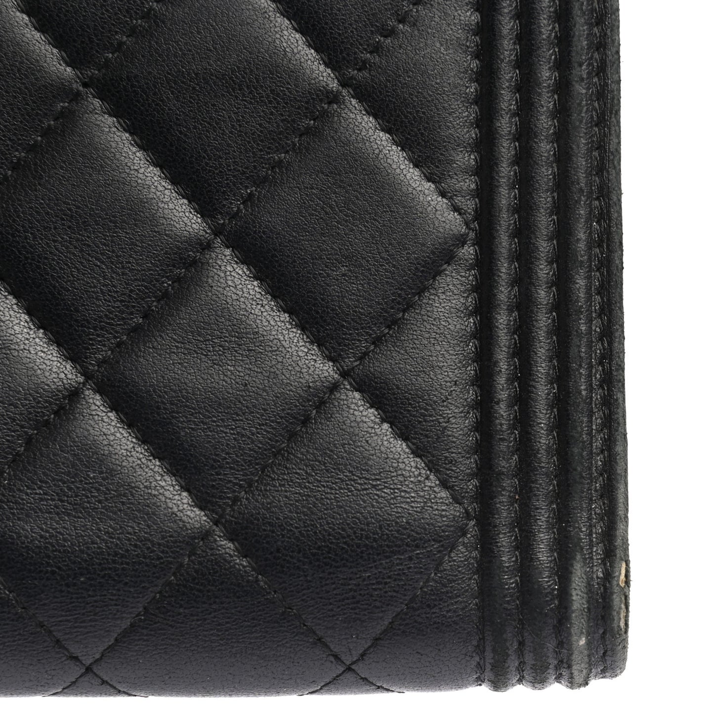 Lambskin Quilted Boy Yen Wallet Black