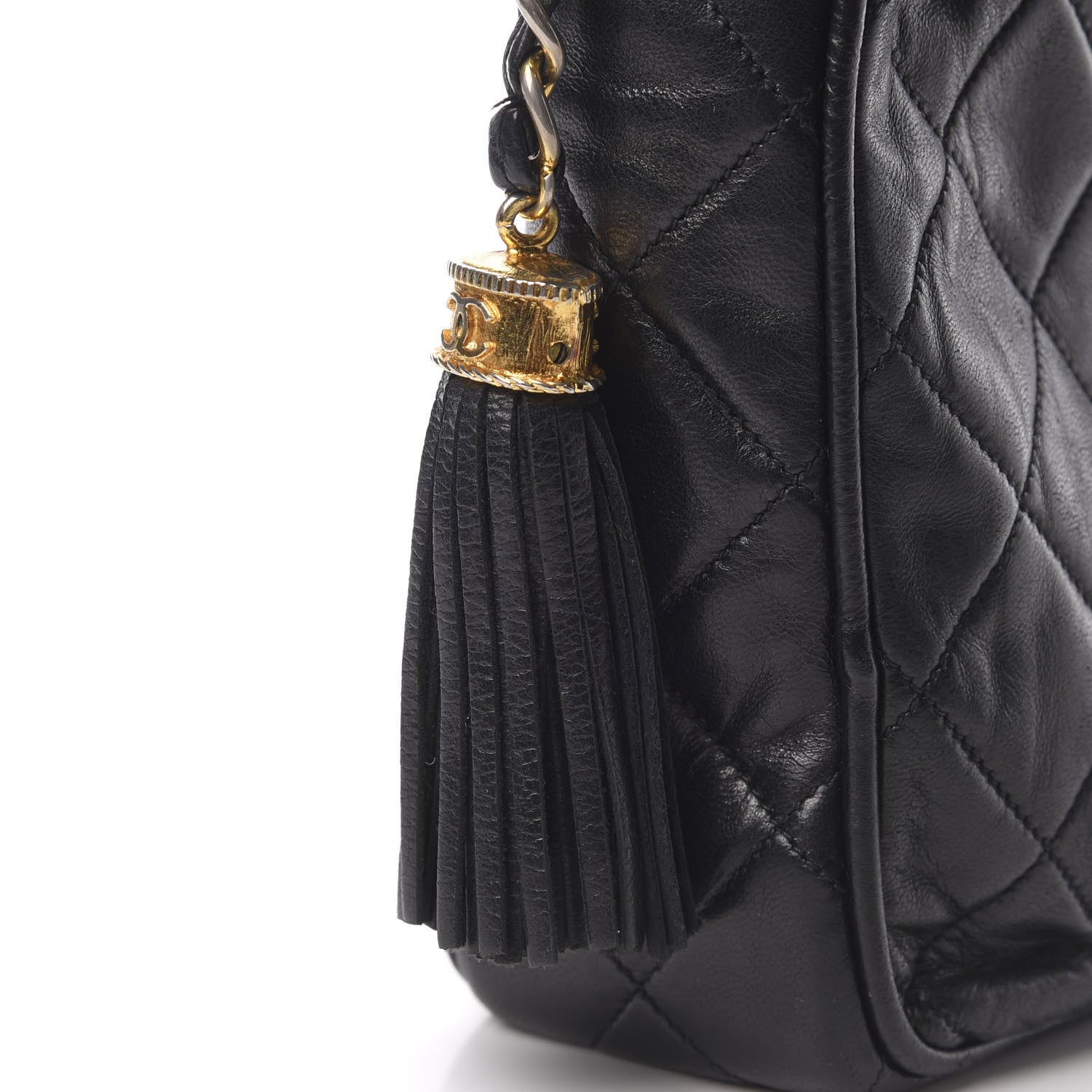 Chanel Lambskin Quilted CC Tassel Camera Case Black 11 of 12