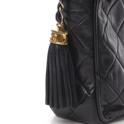 Chanel Lambskin Quilted CC Tassel Camera Case Black 11 of 12