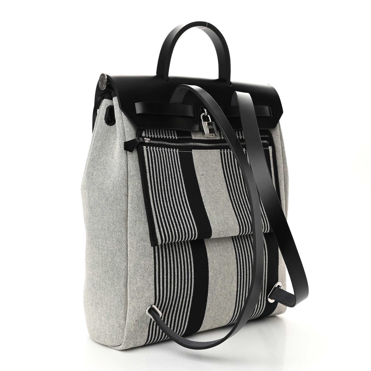 Hermes Vache Hunter Toile H Vibration Herbag a Dos Retourne Backpack Ecru Beige Naturel 4 of 10