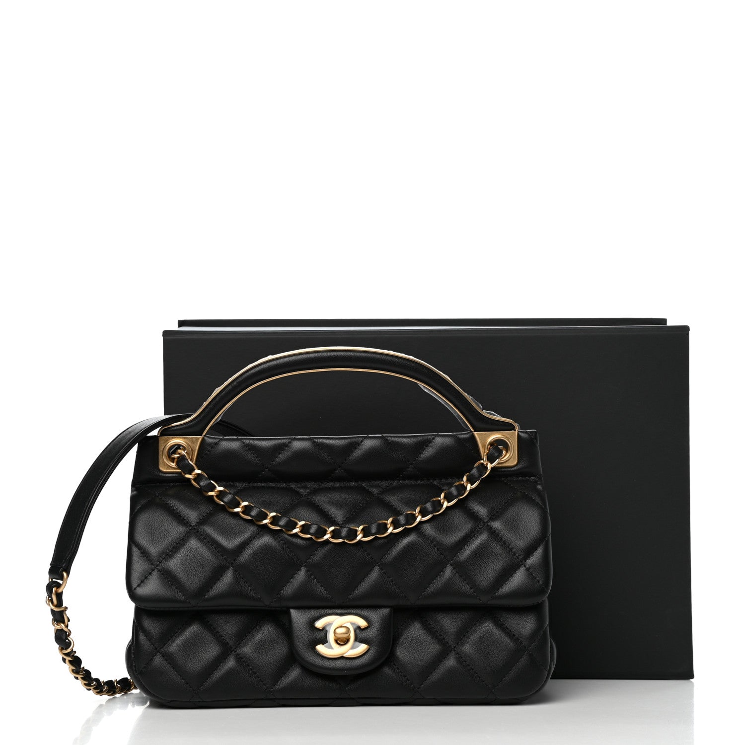 Chanel Calfskin Quilted Small Lady Handle Clutch With Chain Black 12 of 12