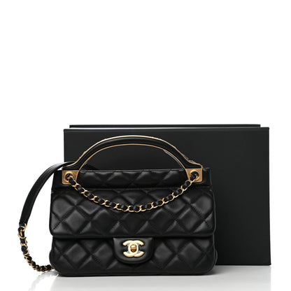 Chanel Calfskin Quilted Small Lady Handle Clutch With Chain Black 12 of 12