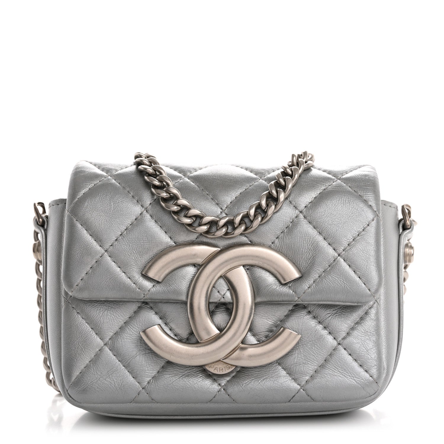 Chanel Metallic Lambskin Quilted Mini Giant CC Flap Argent 1 of 13