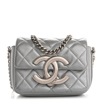 Chanel Metallic Lambskin Quilted Mini Giant CC Flap Argent 1 of 13