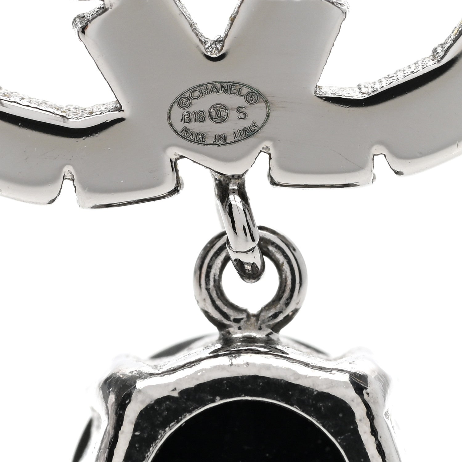Chanel Ruthenium Crystal CC Drop Earrings Black 4 of 4