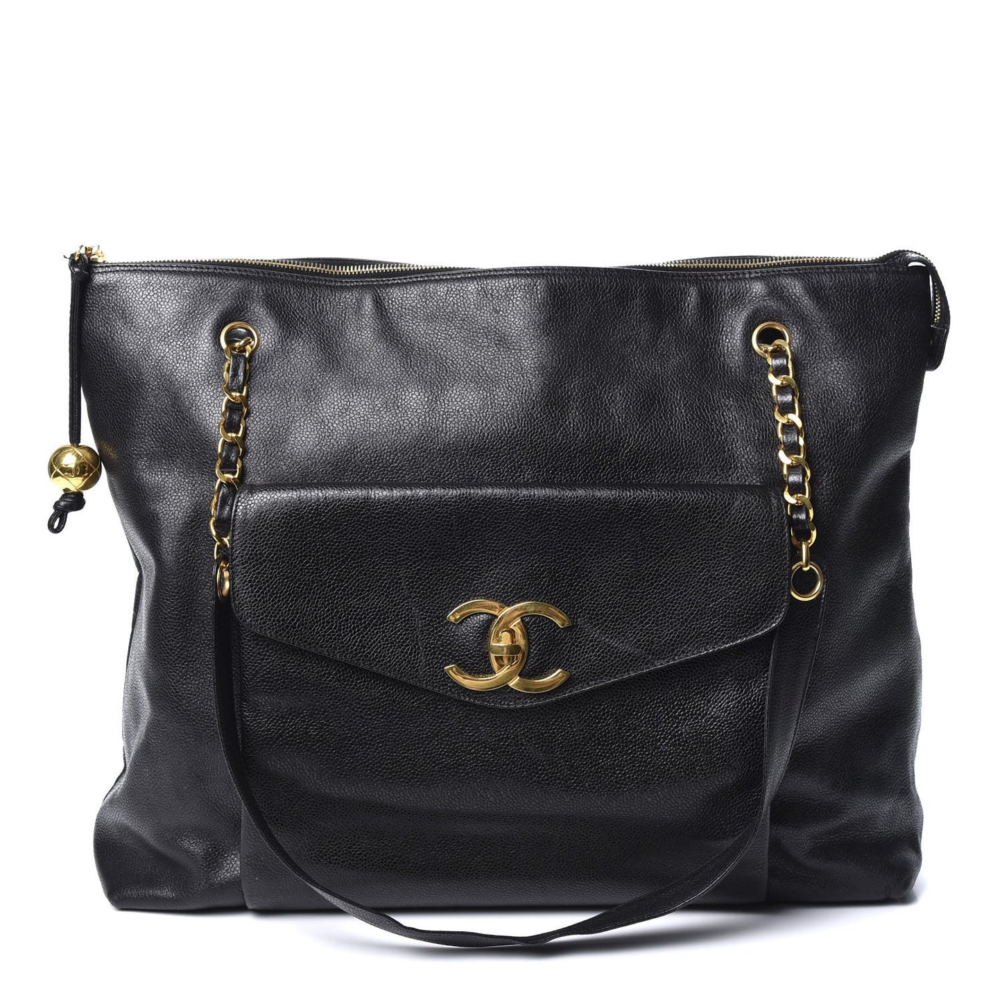 Caviar Flap Shoulder Bag Black